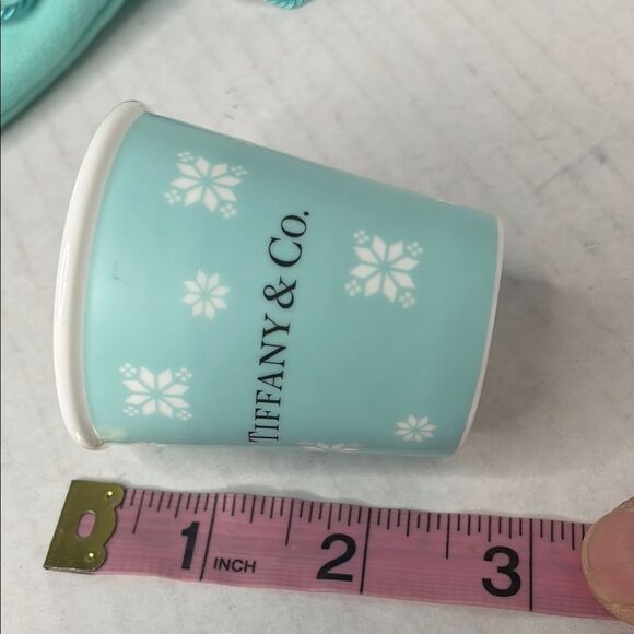 Tiffany & Co. Blue Porcelain Paper Cup Ornament with Gold Clip Hook NEW - Picture 9 of 9